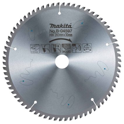 B-04597 – Circular Saw Blade, Standard T.C.T. 260 x 30 mm, 70 T, Wood / General Purpose