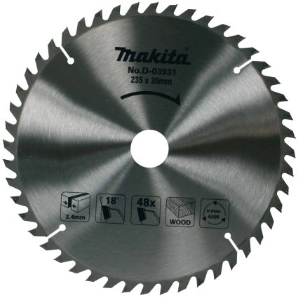 D-03931 – Circular saw blade, Standard T.C.T, 235 x 30 mm, 48 T