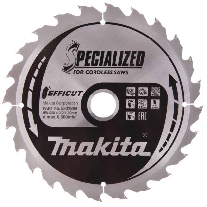E-01909 – Circular saw blade, Efficut T.C.T, 235 x 30 mm, 24 T